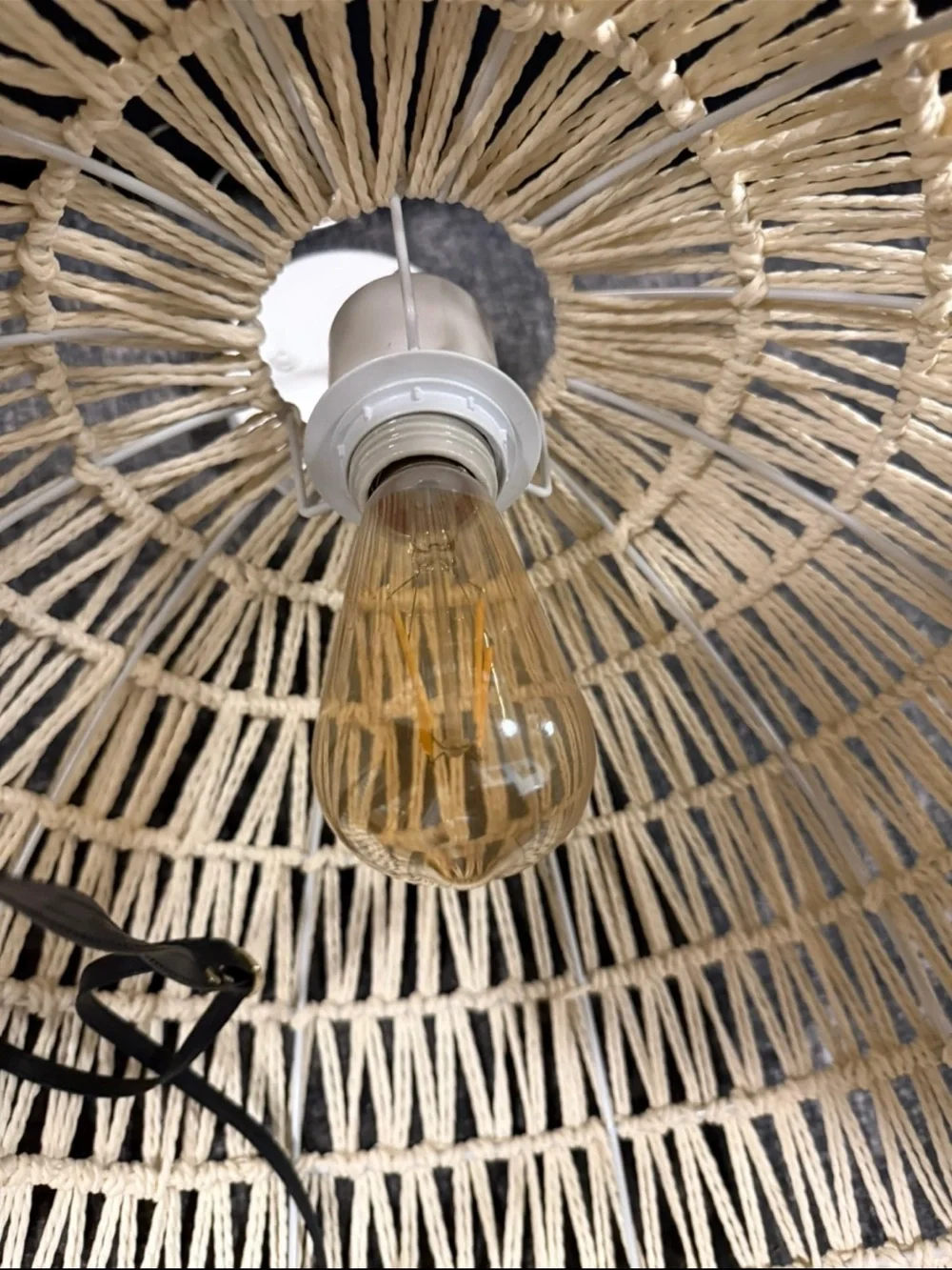 Neutral Woven Pendant Light Shade - Cream Home Accent